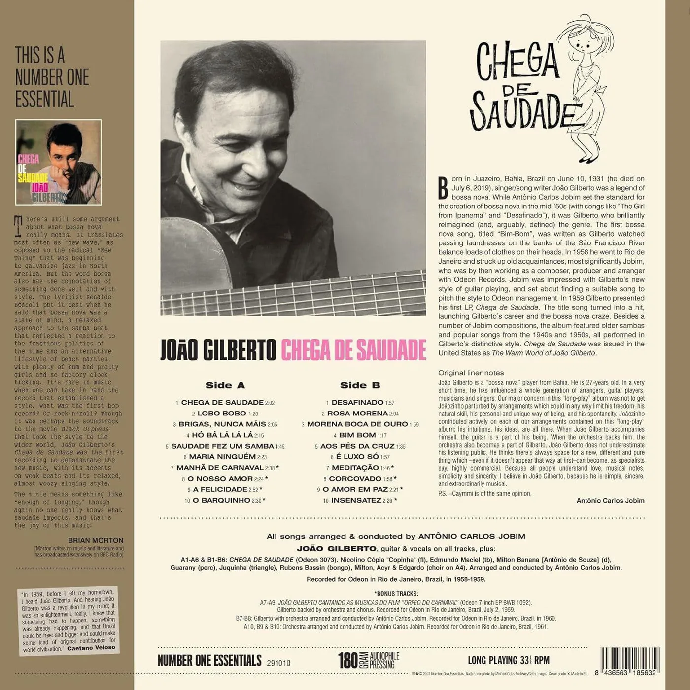 João Gilberto CHEGA DE SAUDADE (LIMITED EDITION) Vinyl Record