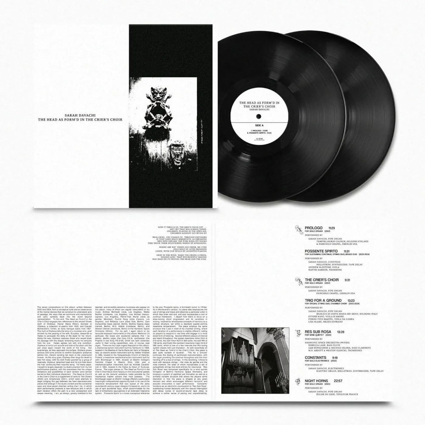 Sarah Davachi HEAD AS FORM'D IN THE CRIER'S CHOIR (2LP) Vinyl Record