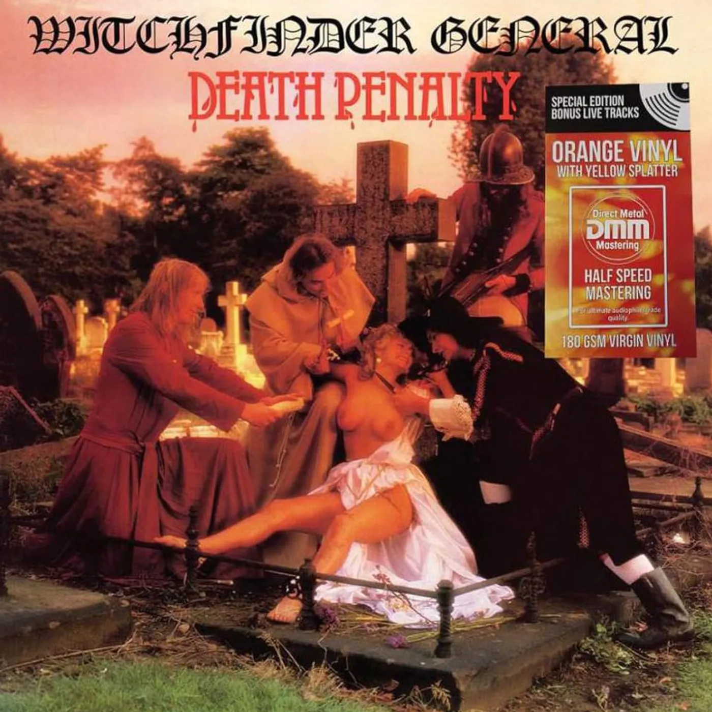 Witchfinder General Death Penalty (Orange w/ Yellow Splatter) Vinyl Record