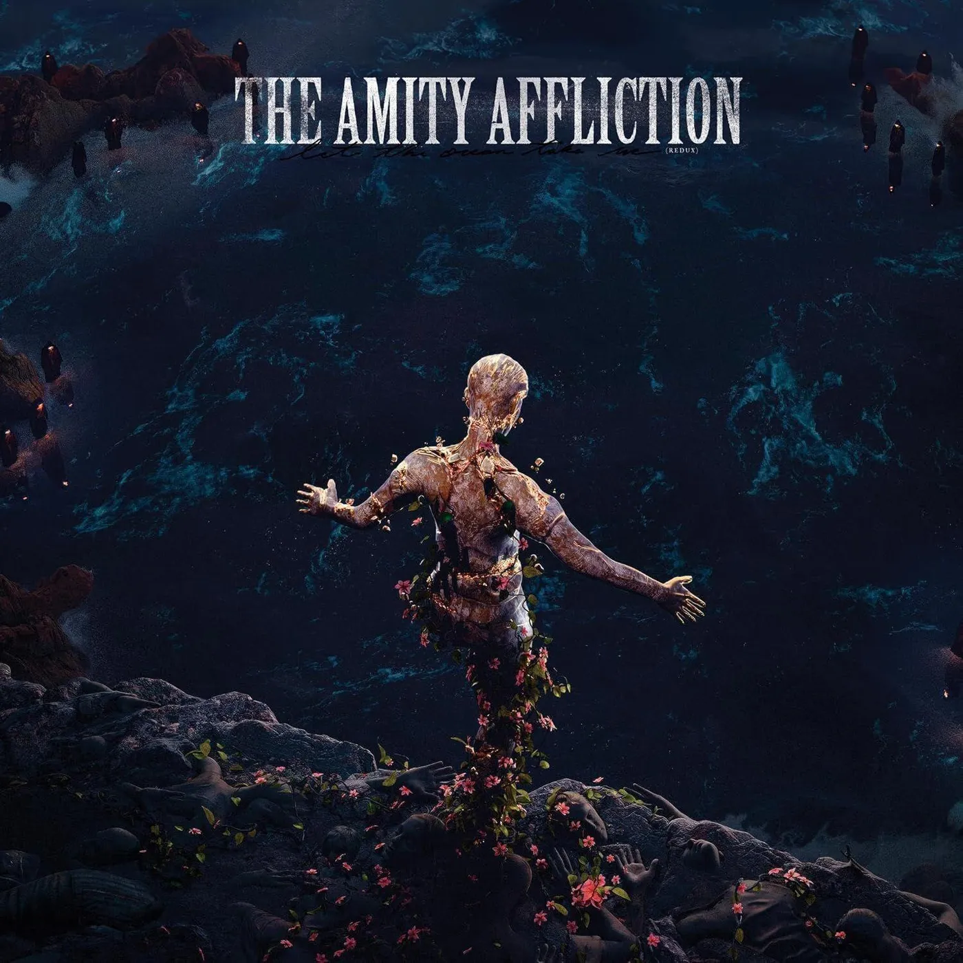 The Amity Affliction Let The Ocean Take Me (Redux) (Sea Blue w/ Heavy White Splatter) Vinyl Record