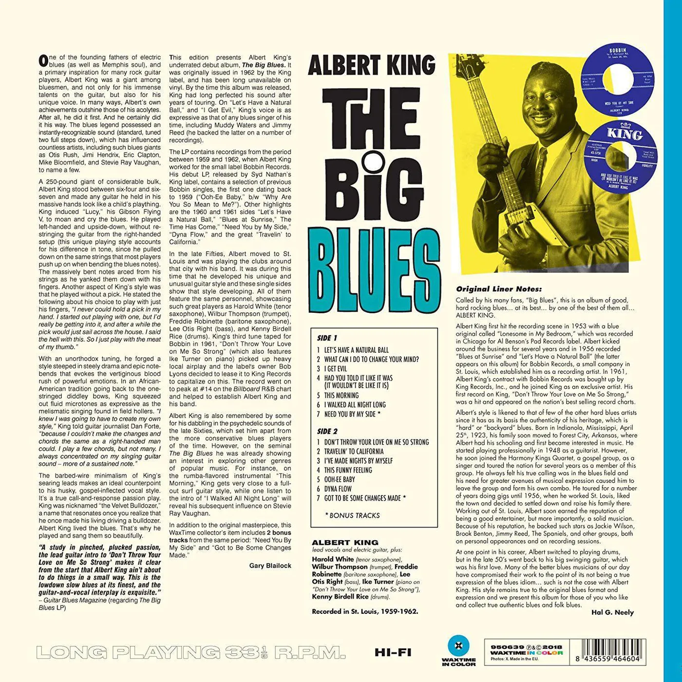 Albert King Big Blues  (Bonus Tracks/Limited/180g/Blue) Vinyl Record