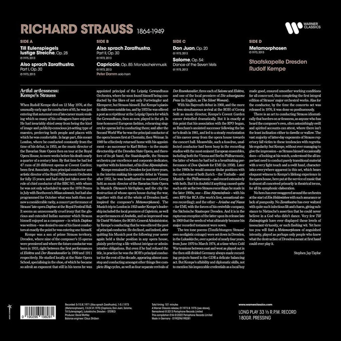 Staatskapelle Dresden R. Strauss: Also Sprach Zarathustra Till Vinyl Record