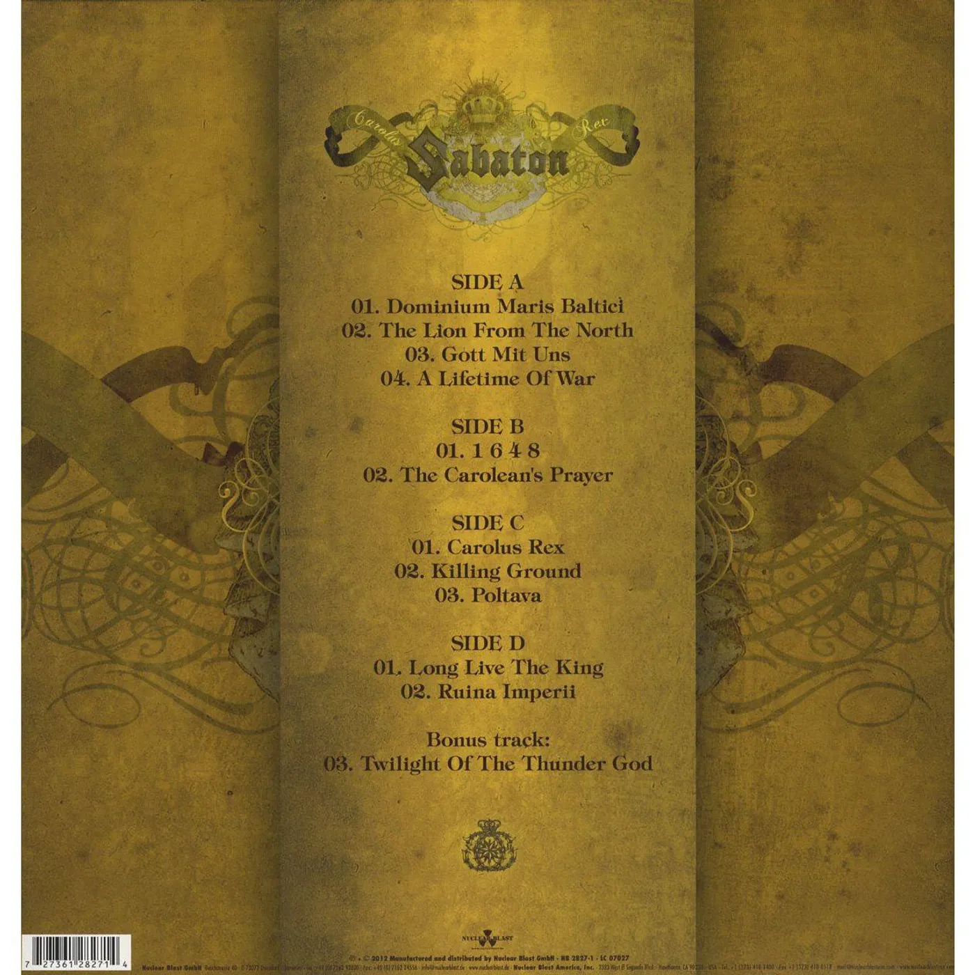 Sabaton Carolus Rex (2LP/Light Blue) Vinyl Record