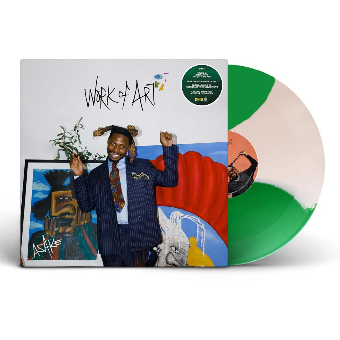 Asake Work Of Art (Green/White/Green Tri-Color Stripe) Vinyl Record