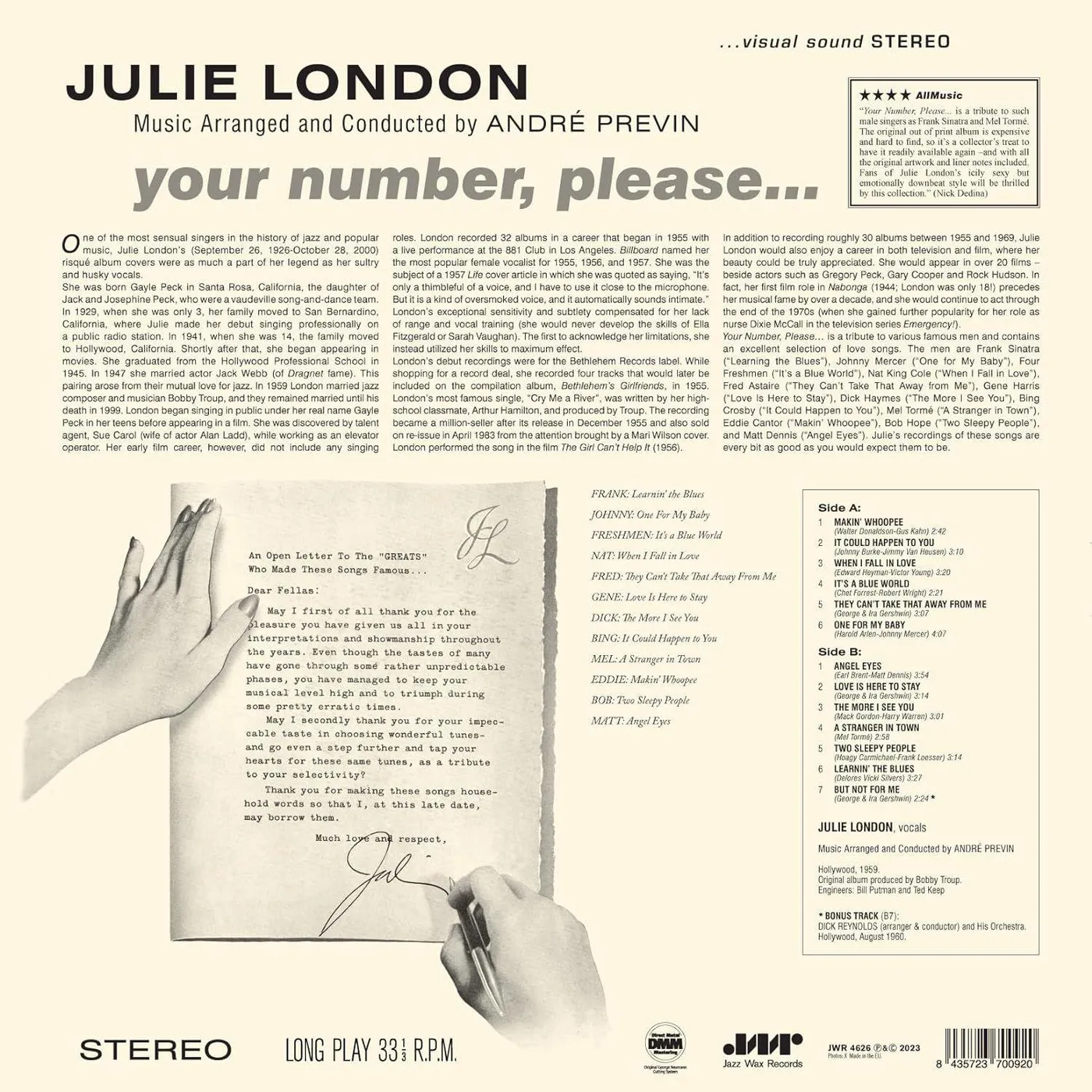 Julie London Your Number Please (180-Gram) Vinyl Record