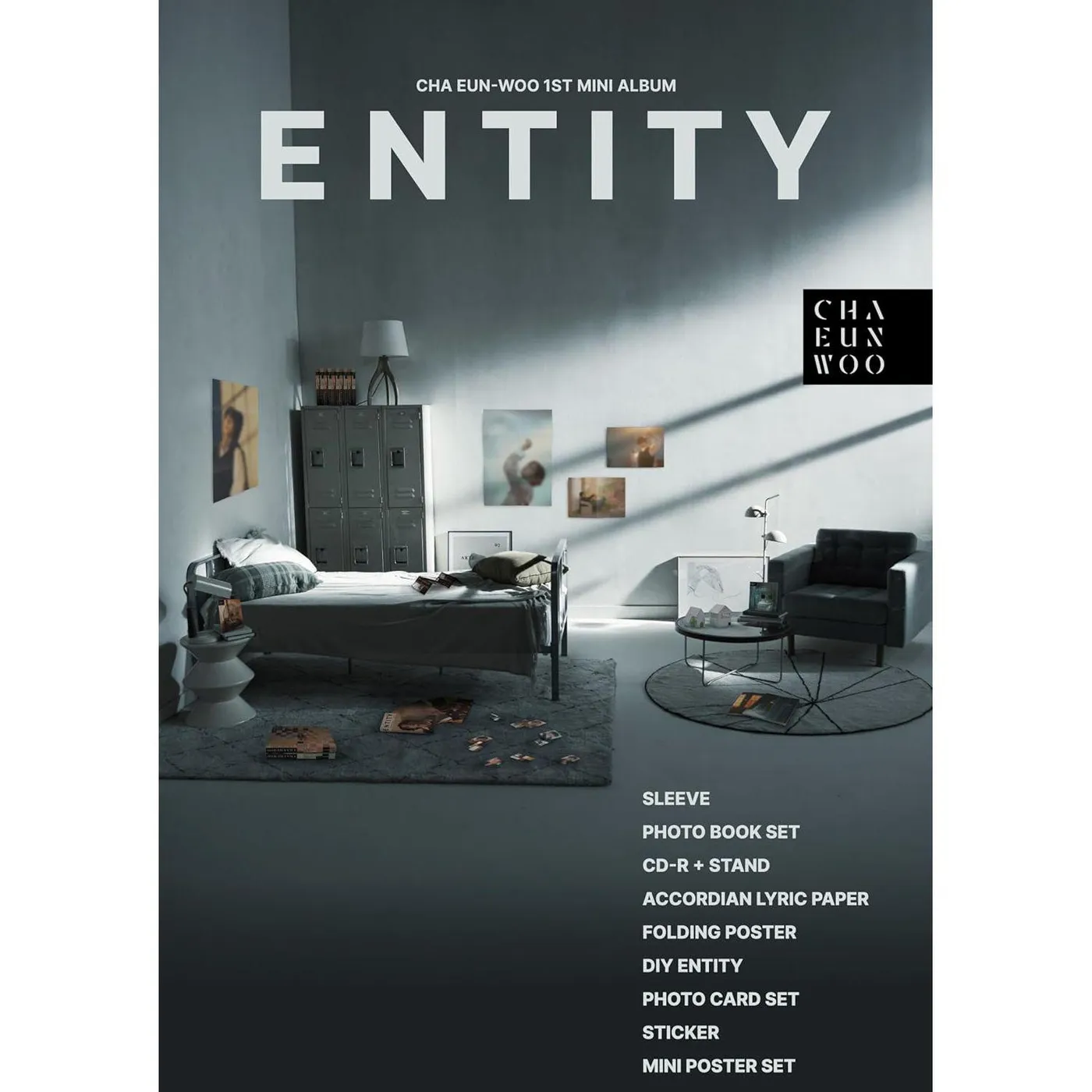 Cha Eun-Woo Entity - Each Version - Random Cover (Photobook Set, Folding Poster, Photocard Set, Sticker, DIY Entity, Accordion Lyric Paper + Mini-Poster Set) CD