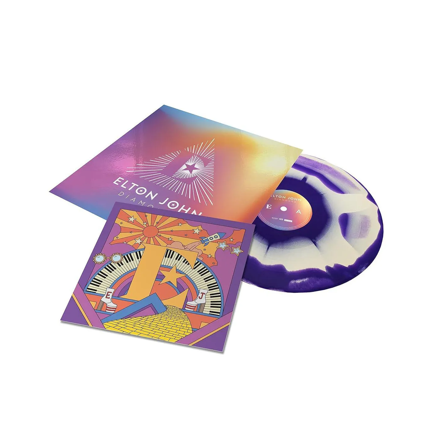 Elton John Diamonds: Pyramid Edition (Purple / Cream Merge) Vinyl Record