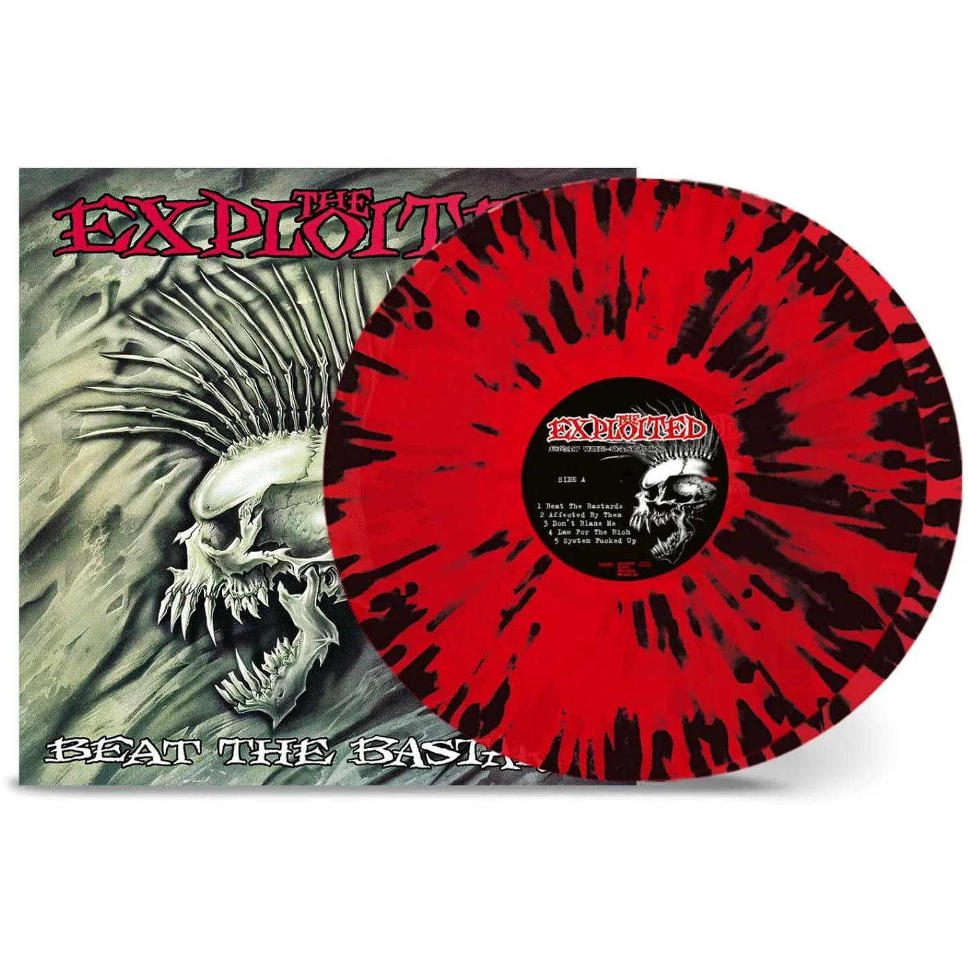The Exploited BEAT THE BASTARDS - TRANS RED & BLACK SPLATTER Vinyl Record