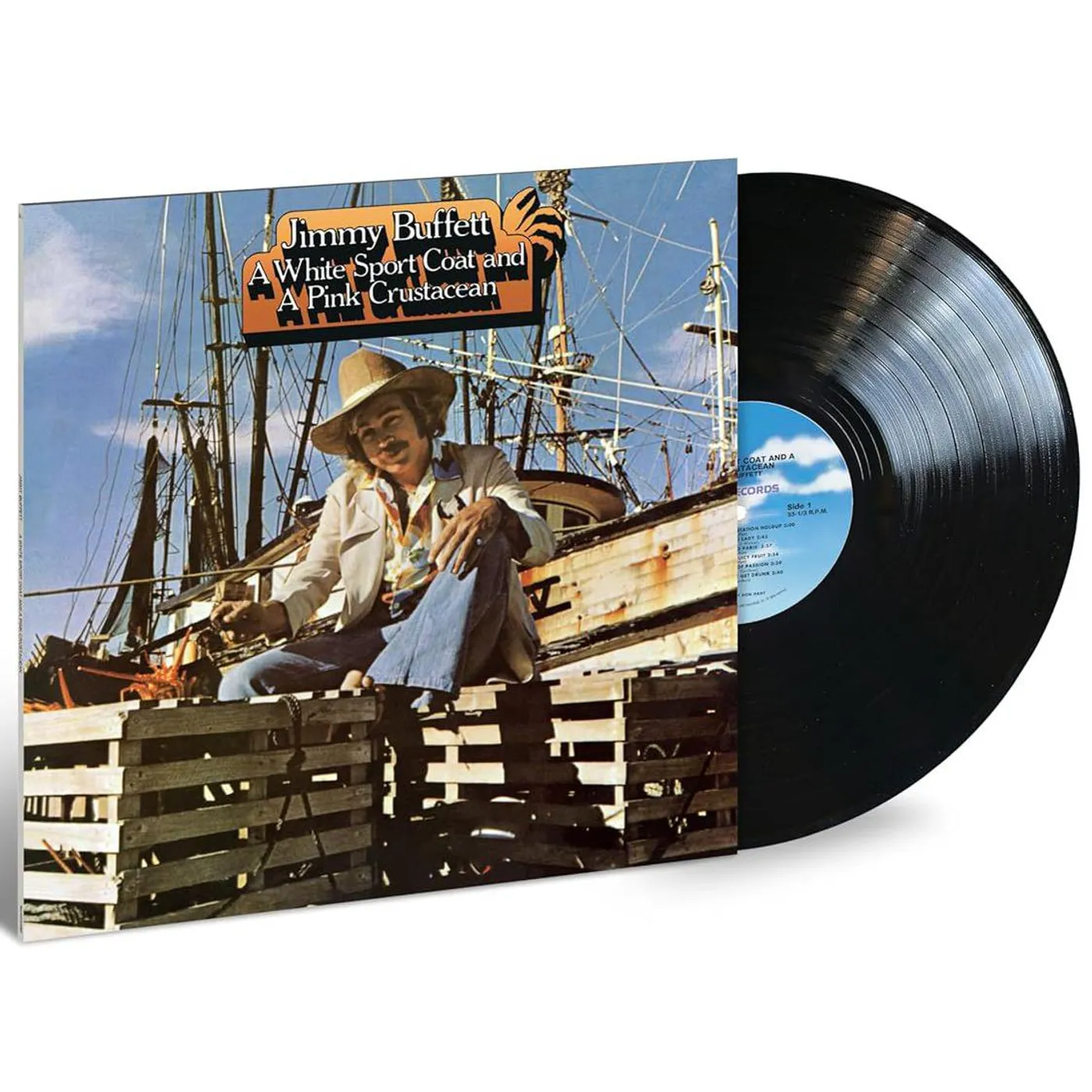 Jimmy Buffett White Sport Coat And A Pink Crustacean Vinyl Record