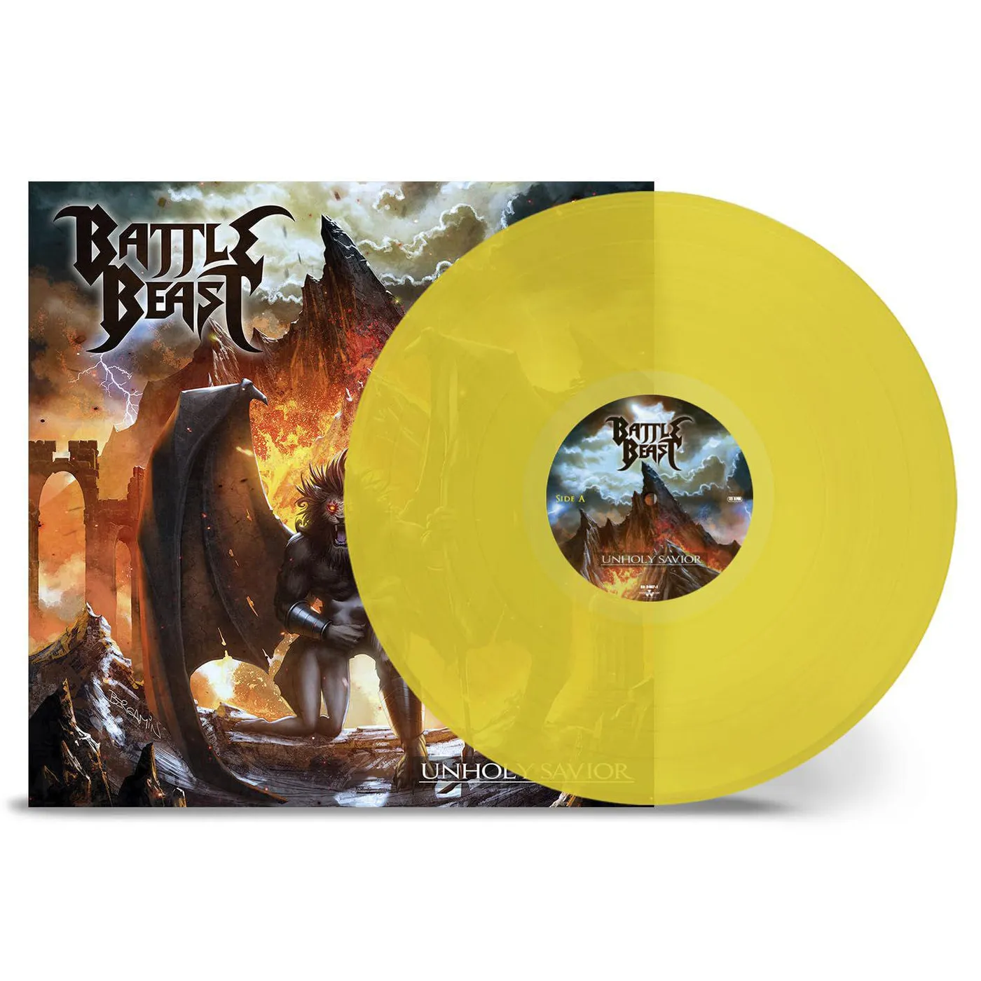 Battle Beast Unholy Savior (Yellow, Clear) Vinyl Record