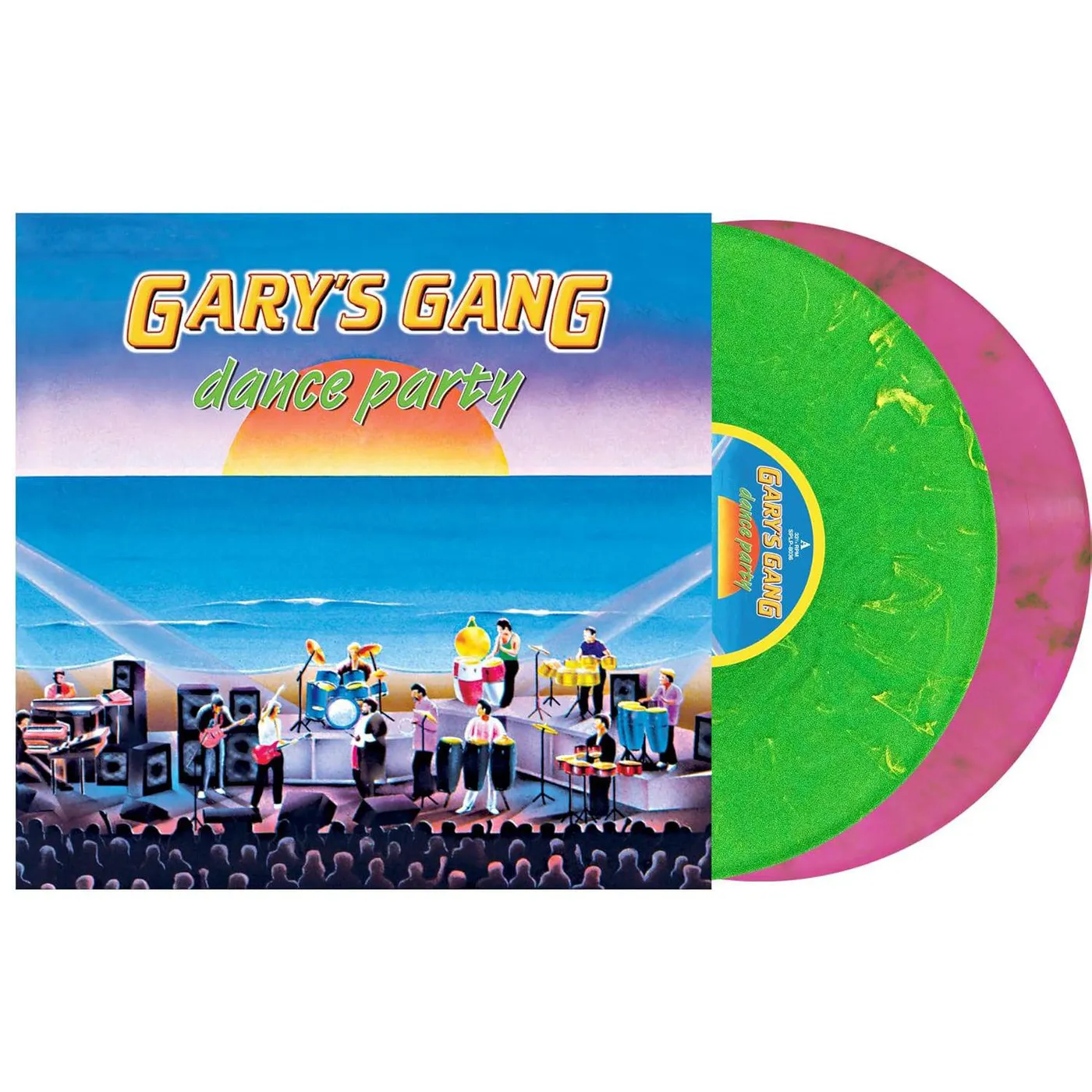 Gary's Gang Dance Party (Florescent Green With Yellow & Purple With Green Swirls 2LP) Vinyl Record