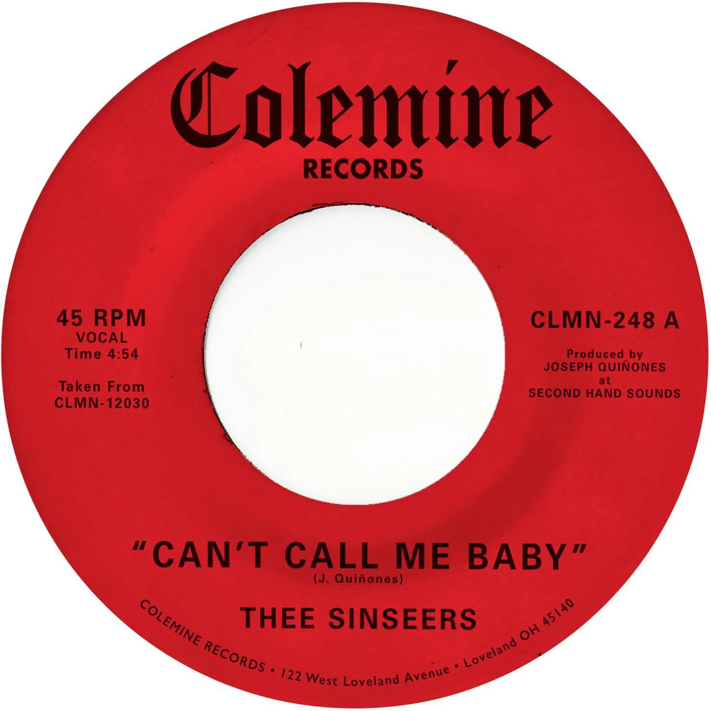 Thee Sinseers Can't Call Me Baby / Take A Chance Vinyl Record
