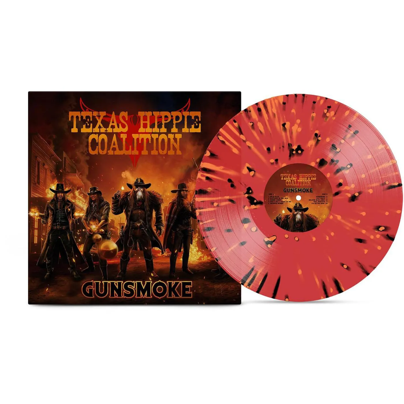Texas Hippie Coalition Gunsmoke (Red , Black, Orange) Vinyl Record 