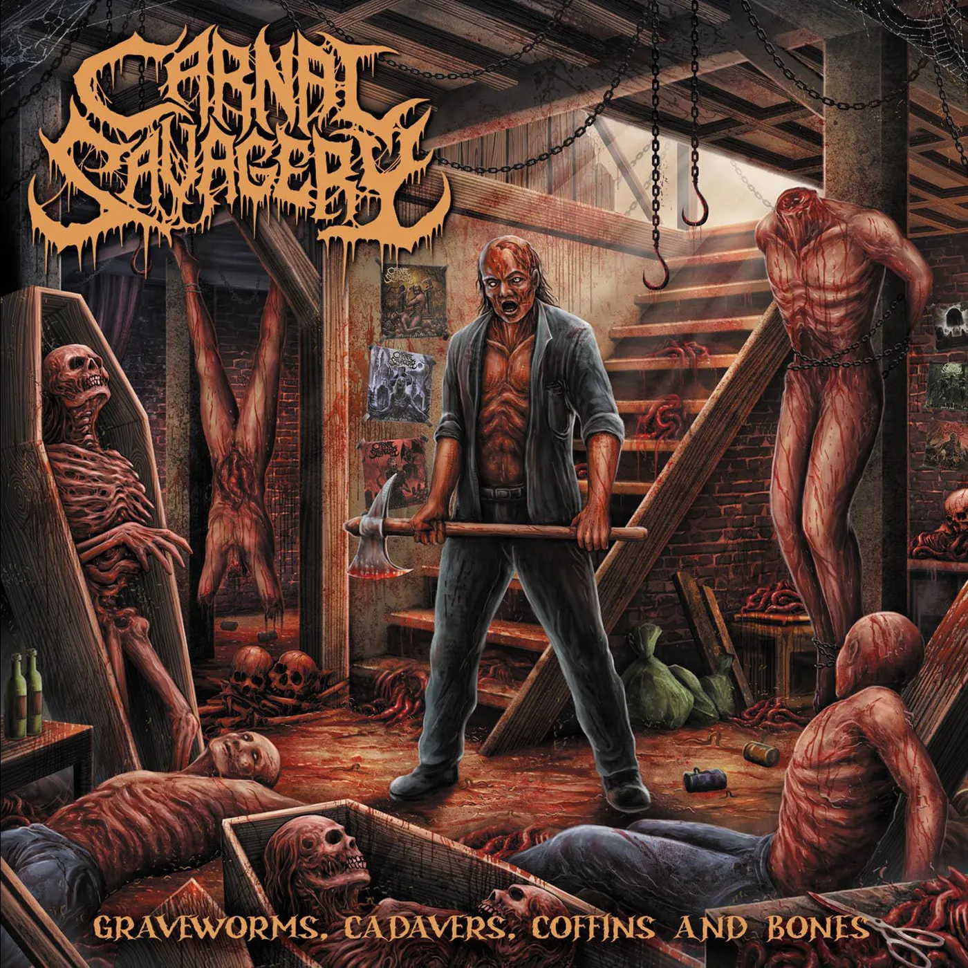 Carnal Savagery Graveworms Cadavers Coffins & Bones [Explicit Content] Vinyl Record - Limited Edition