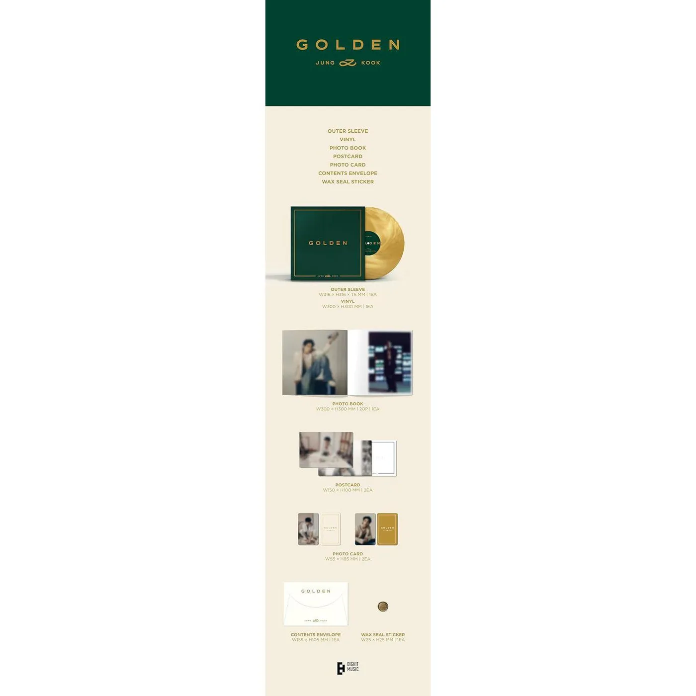 Jung Kook Golden (Sticker, Photo / Photo Card, Postcard) Vinyl Record