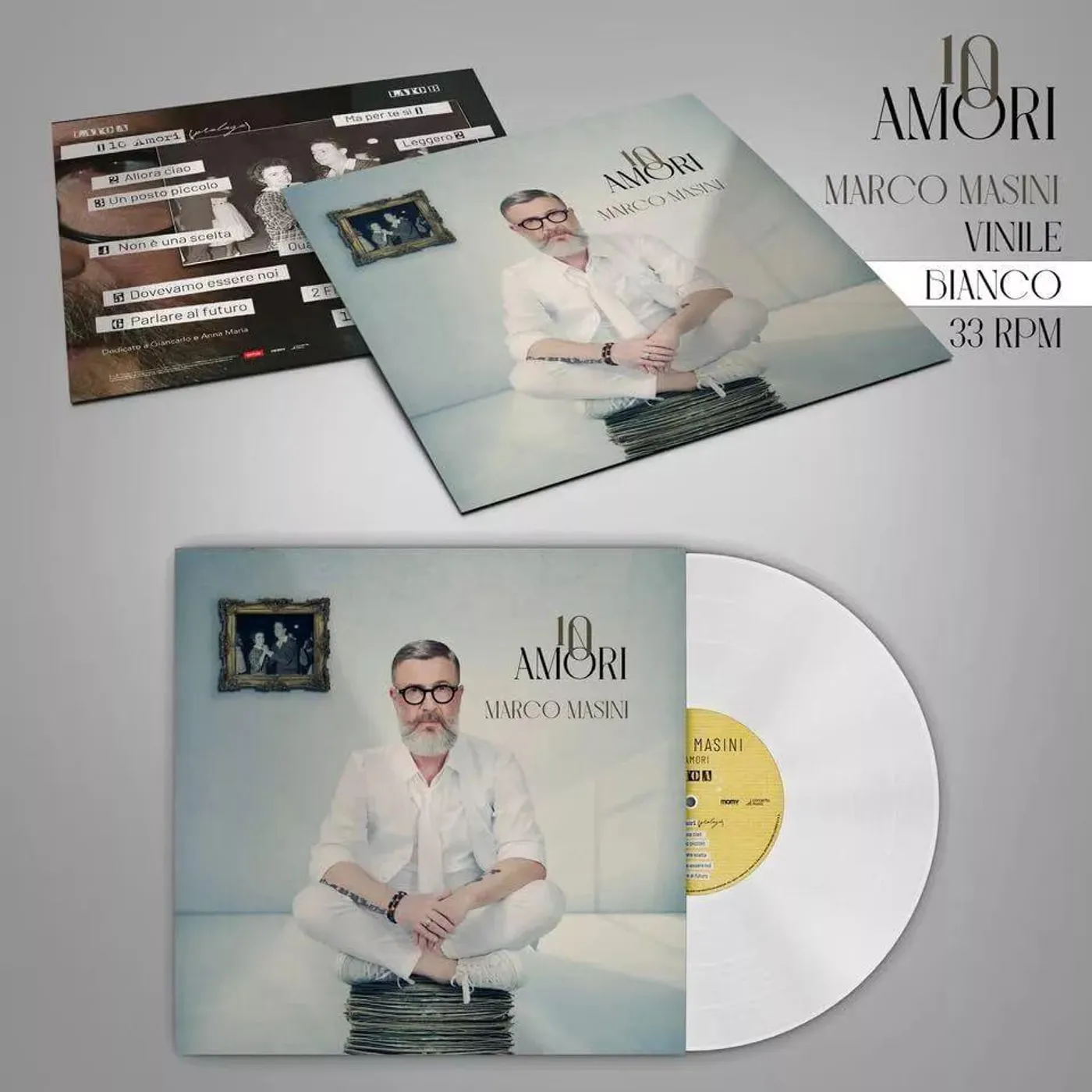 Marco Masini 10 Amori (Limited Edition/White) Vinyl Record