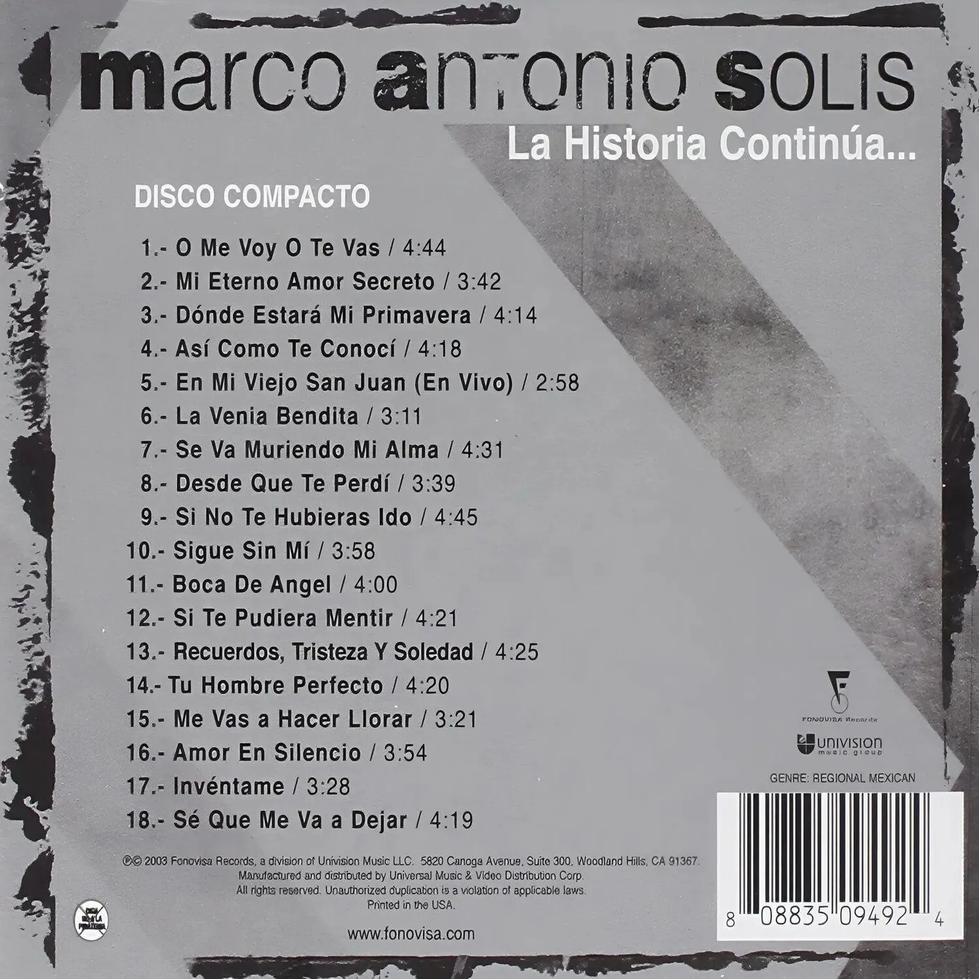 Marco Antonio Solís Historia Continua CD