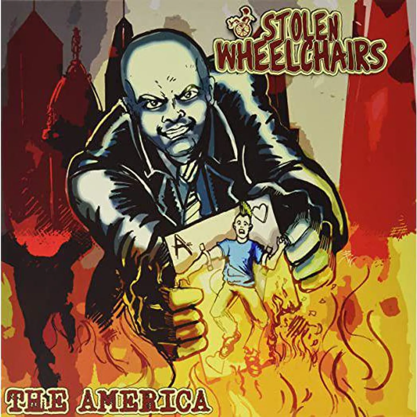 Stolen Wheelchairs AMERICA (HALF YELLOW HALF RED WITH BLACK SPLATTER) Vinyl Record