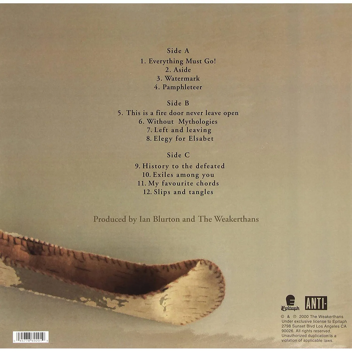 The Weakerthans Left and Leaving Vinyl Record