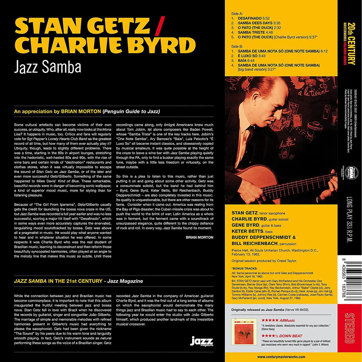 Stan Getz & Charlie Byrd Jazz Samba Vinyl Record