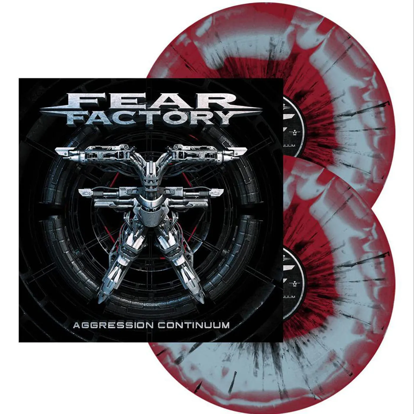 Fear Factory Aggression Continuum (Red & Blue Swirl W/ Black) Vinyl Record