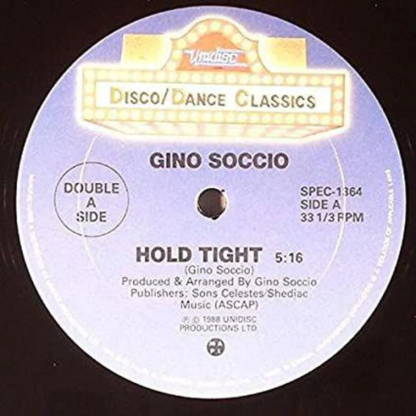 Gino Soccio HOLD TIGHT Vinyl Record - Canada Release