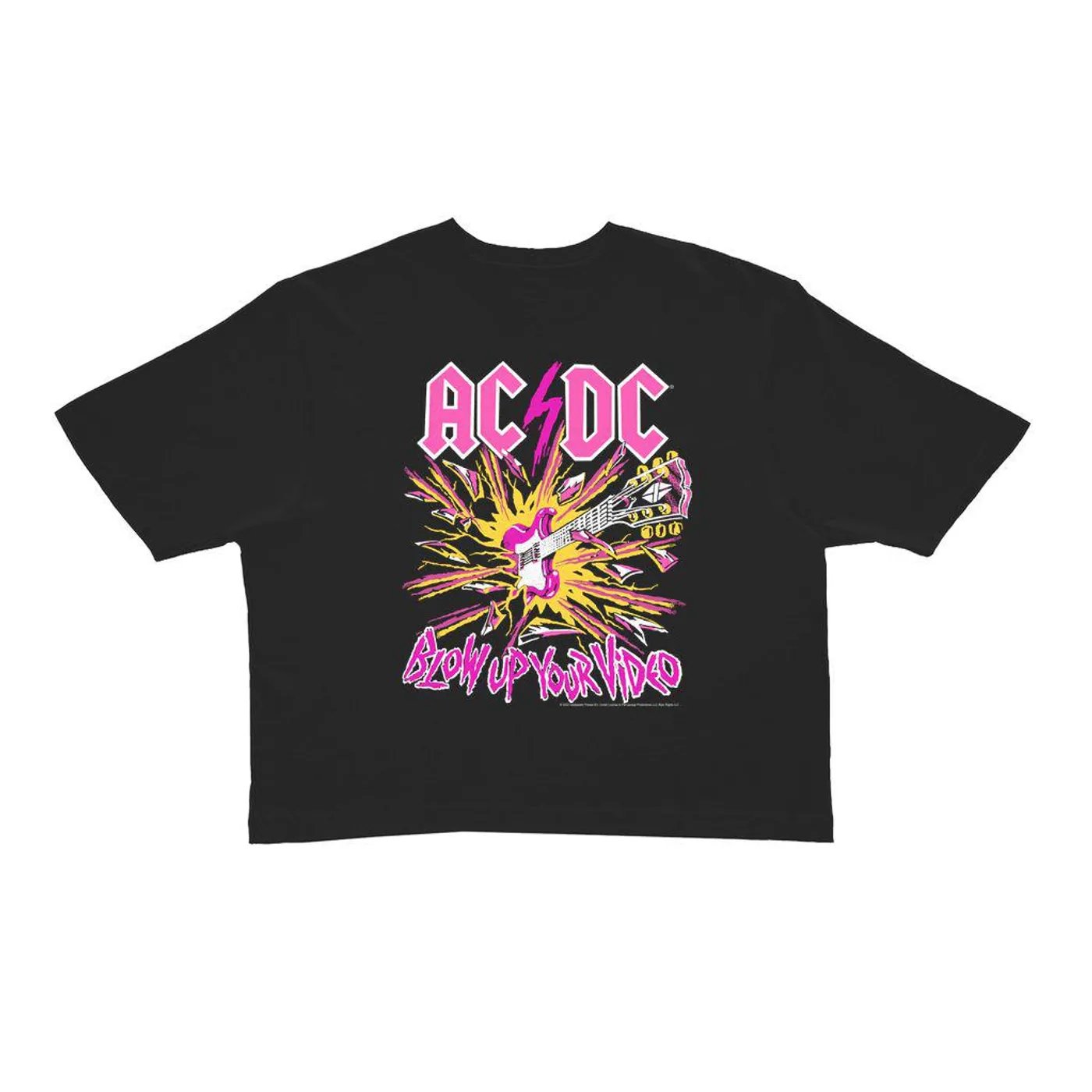 AC/DC Ladies' Crop Tee | Blow Up Your Video Neon Design ACDC Crop T-shirt