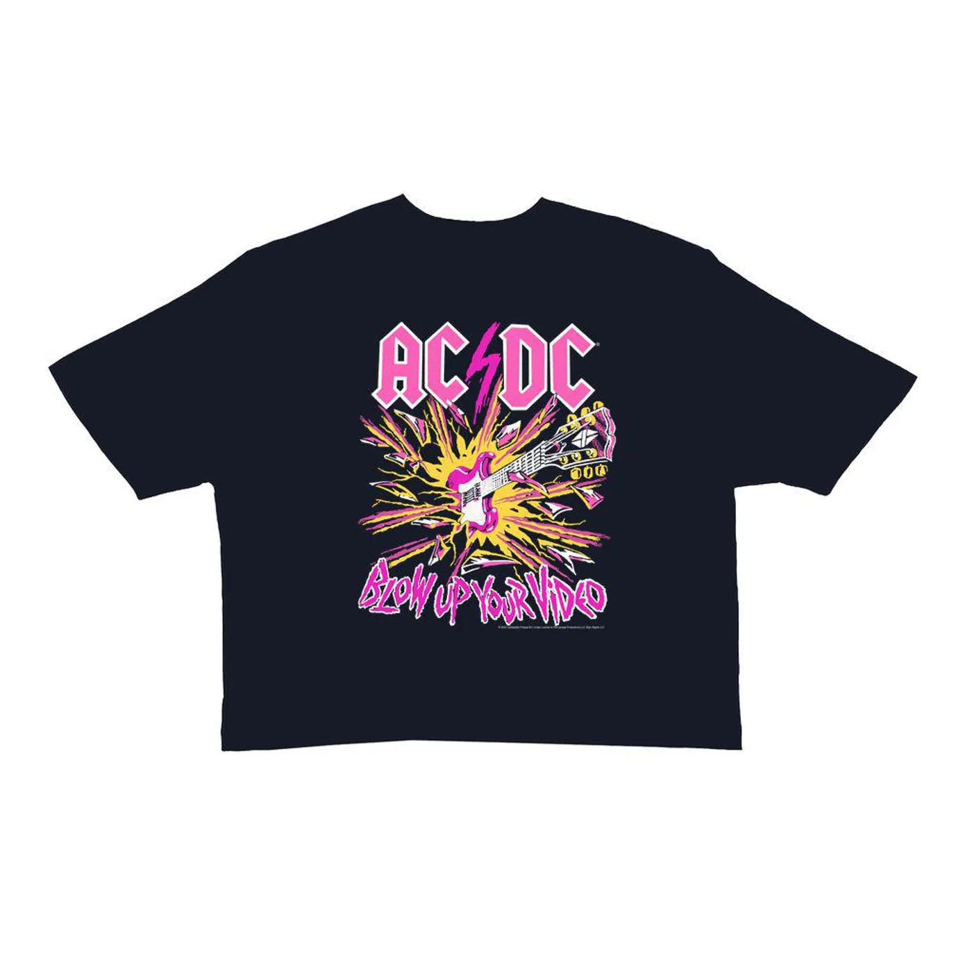 AC/DC Ladies' Crop Tee | Blow Up Your Video Neon Design ACDC Crop T-shirt