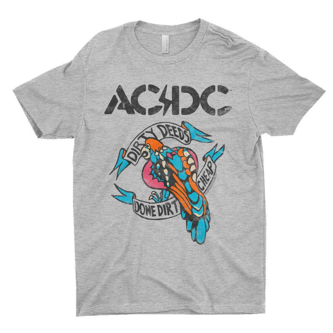 AC/DC T-Shirt | Colorful Dirty Deeds Done Dirt Cheap Tattoo Distressed (Merchbar Exclusive) ACDC Shirt
