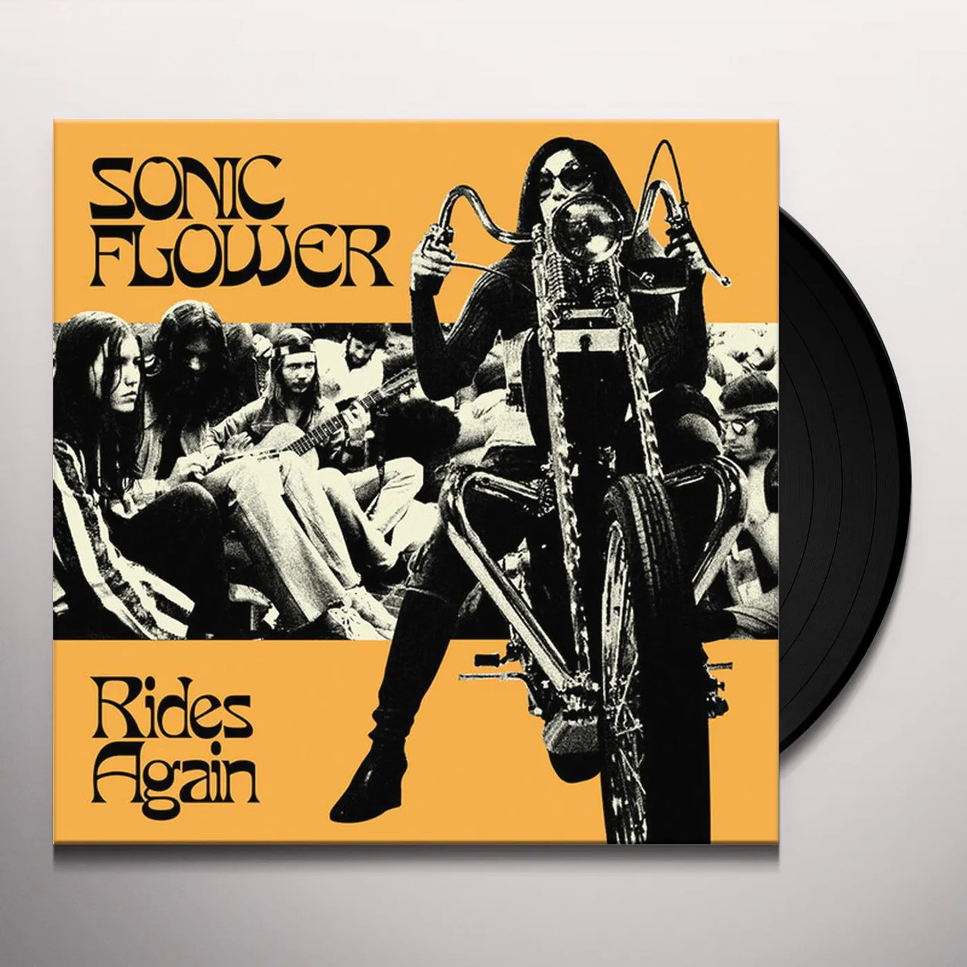 Sonic Flower RIDES AGAIN (CORNETTO YELLOW WITH BLACK STRIPES VINYL) Vinyl Record