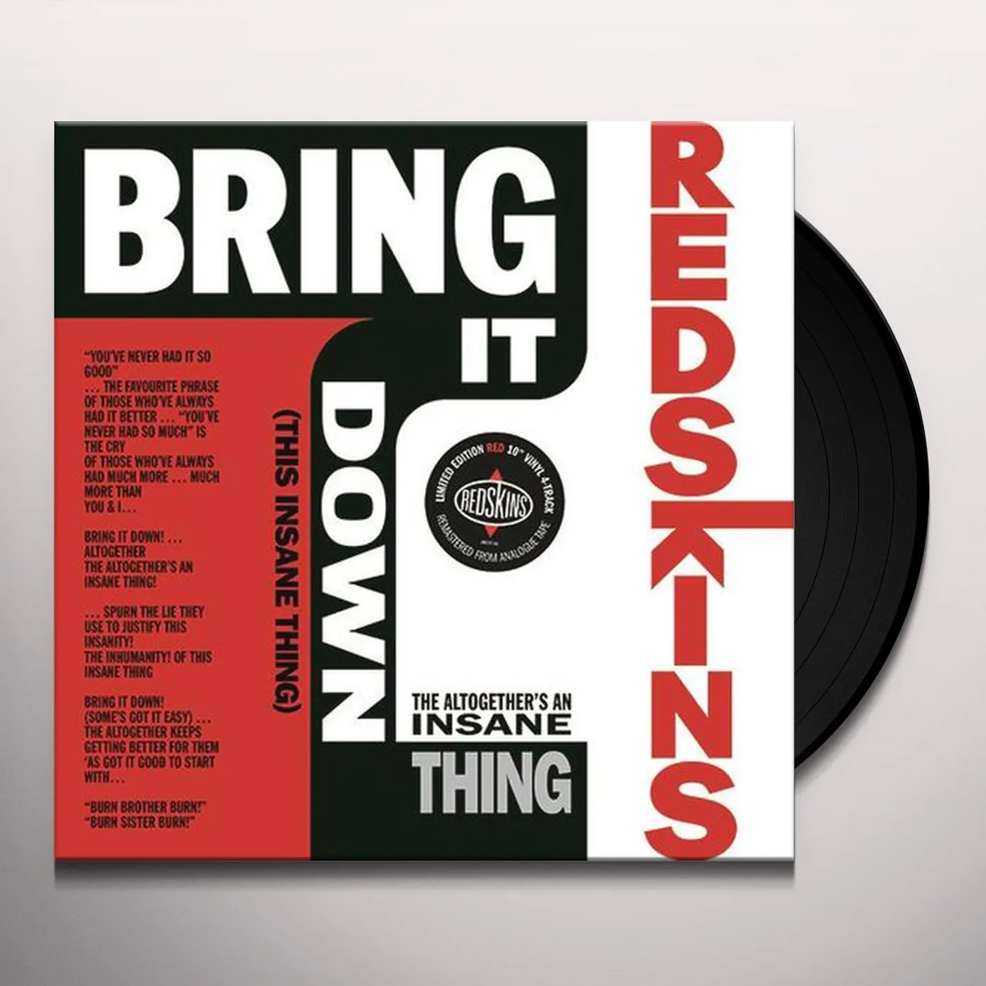 Redskins Bring It Down (This Insane Thing) Vinyl Record