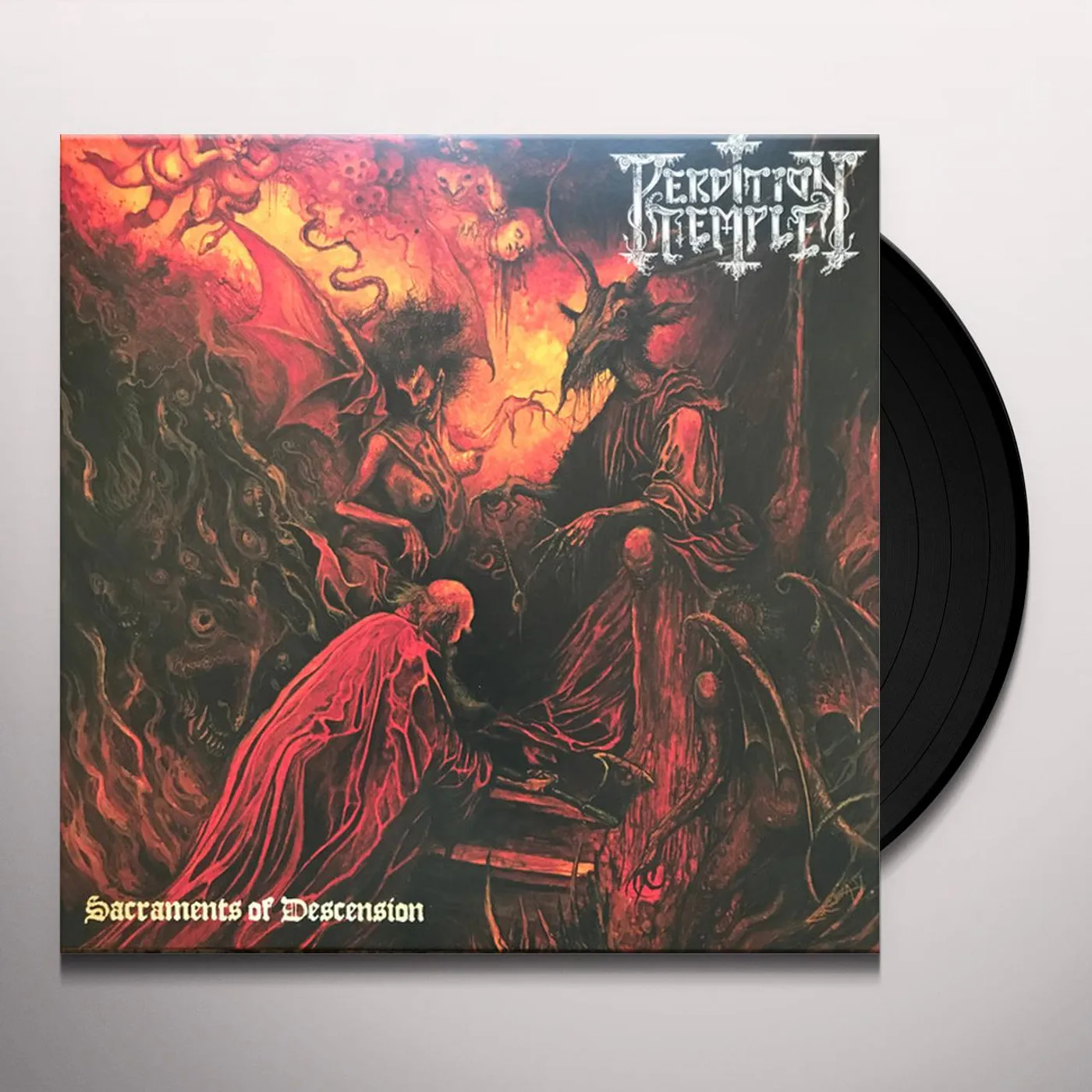 Perdition Temple SACRAMENTS OF DESCENSION (ORANGE & BLACK VINYL) Vinyl Record