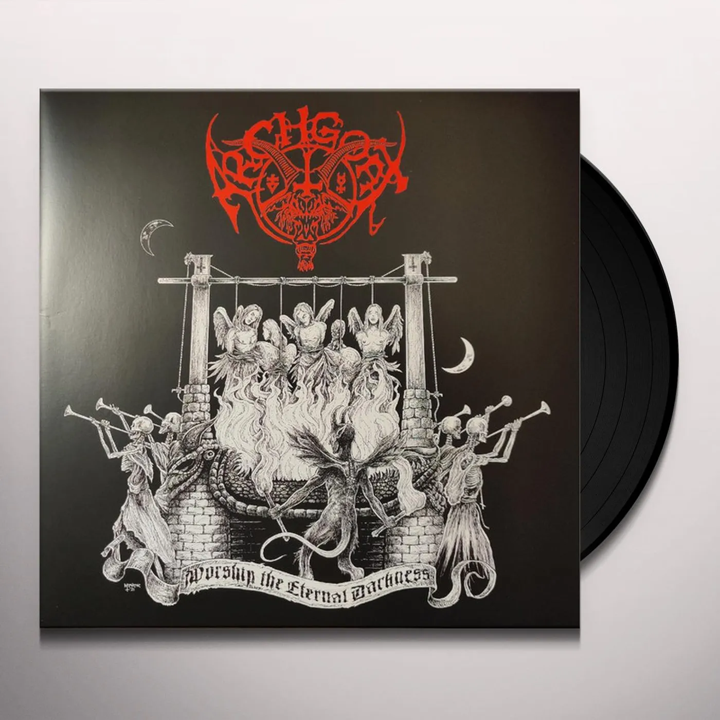 Archgoat WORSHIP THE ETERNAL DARKNESS (CLEAR W/ BLACK & RED SPLATTER VINYL) Vinyl Record