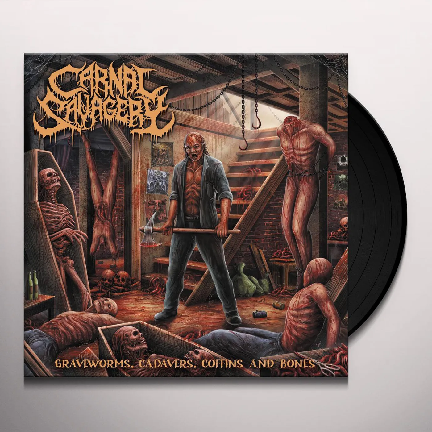 Carnal Savagery Graveworms Cadavers Coffins & Bones [Explicit Content] Vinyl Record - Limited Edition