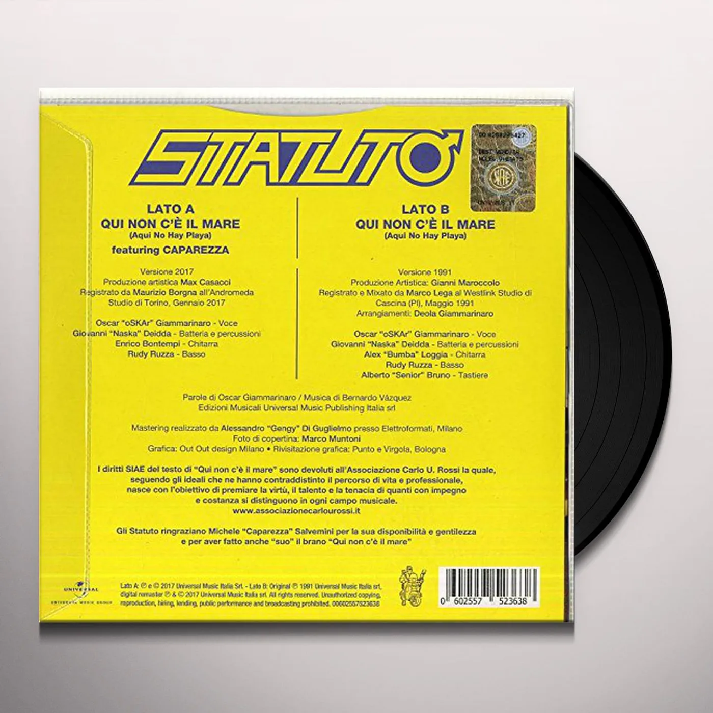 Statuto QUI NON C'E IL MARE Vinyl Record