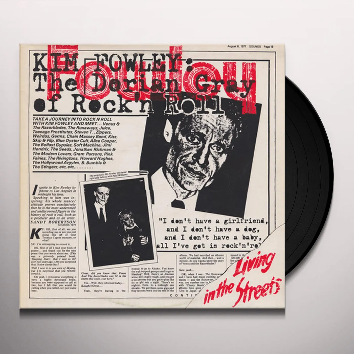 Kim Fowley Living In The Streets Vinyl Record