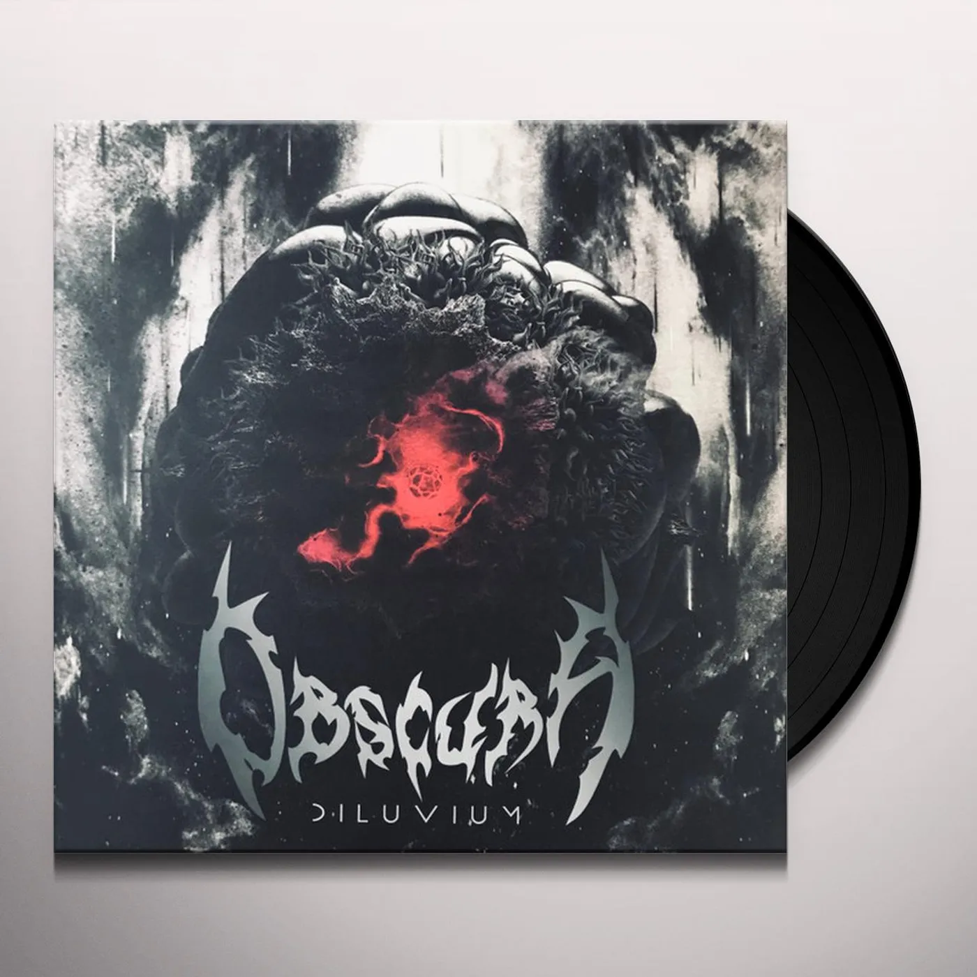 Obscura DILUVIUM (RED, SILVER & GRIMACE PURPLE MERGE   W/ BLOOD RED, SILVER & DEEP PURPLE SPLATTER VINYL) Vinyl Record