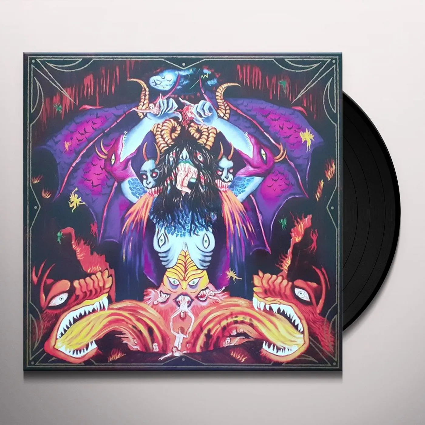 Devil Master SATAN SPITS ON CHILDREN OF LIGHT (NEON VIOLET W/ ORANGE, MUSTARD YELLOW & CYAN BLUE SPLATTER VINYL) Vinyl Record