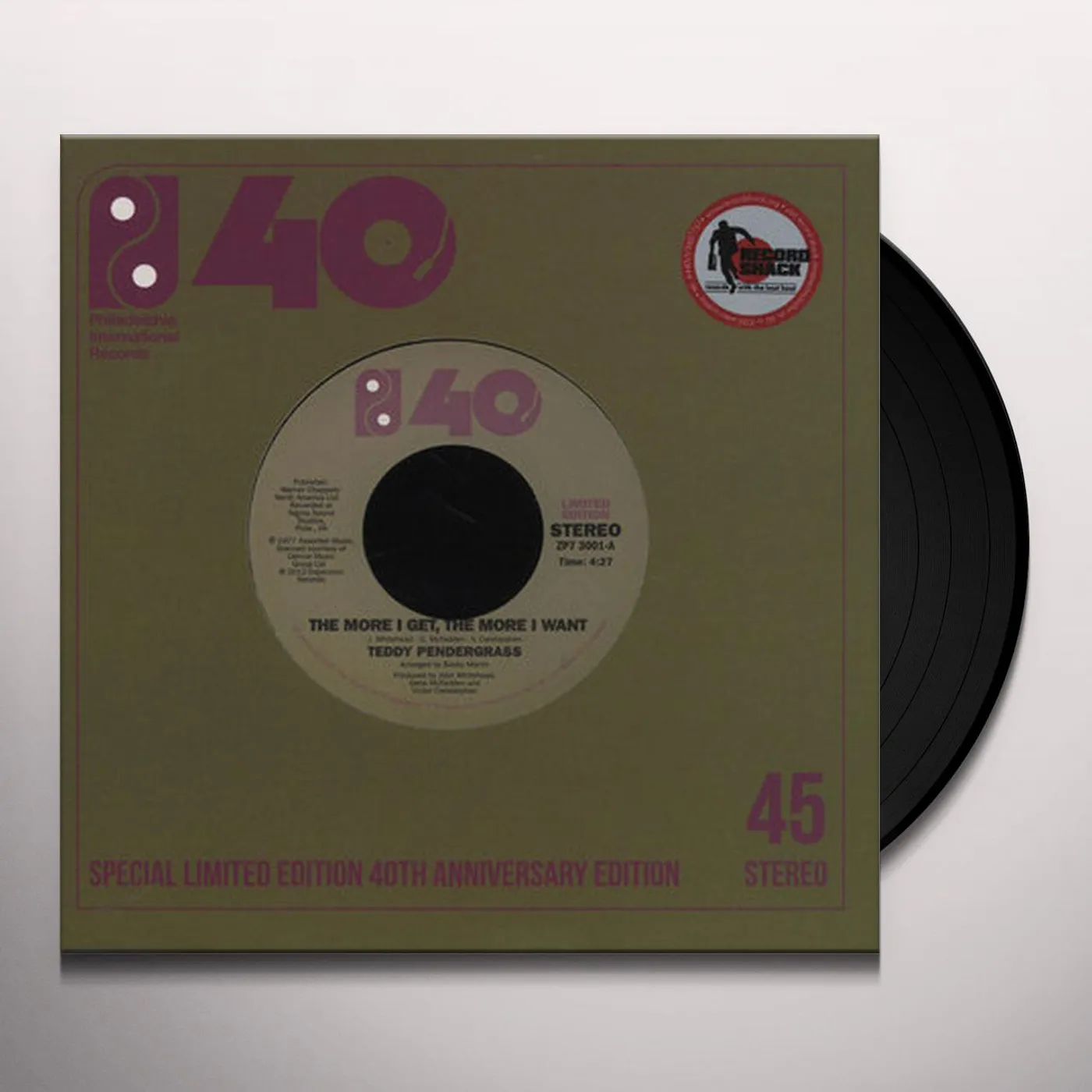 Teddy Pendergrass THE MORE I GET, THE MORE I WANT/YOU CAN'T HIDE Vinyl Record