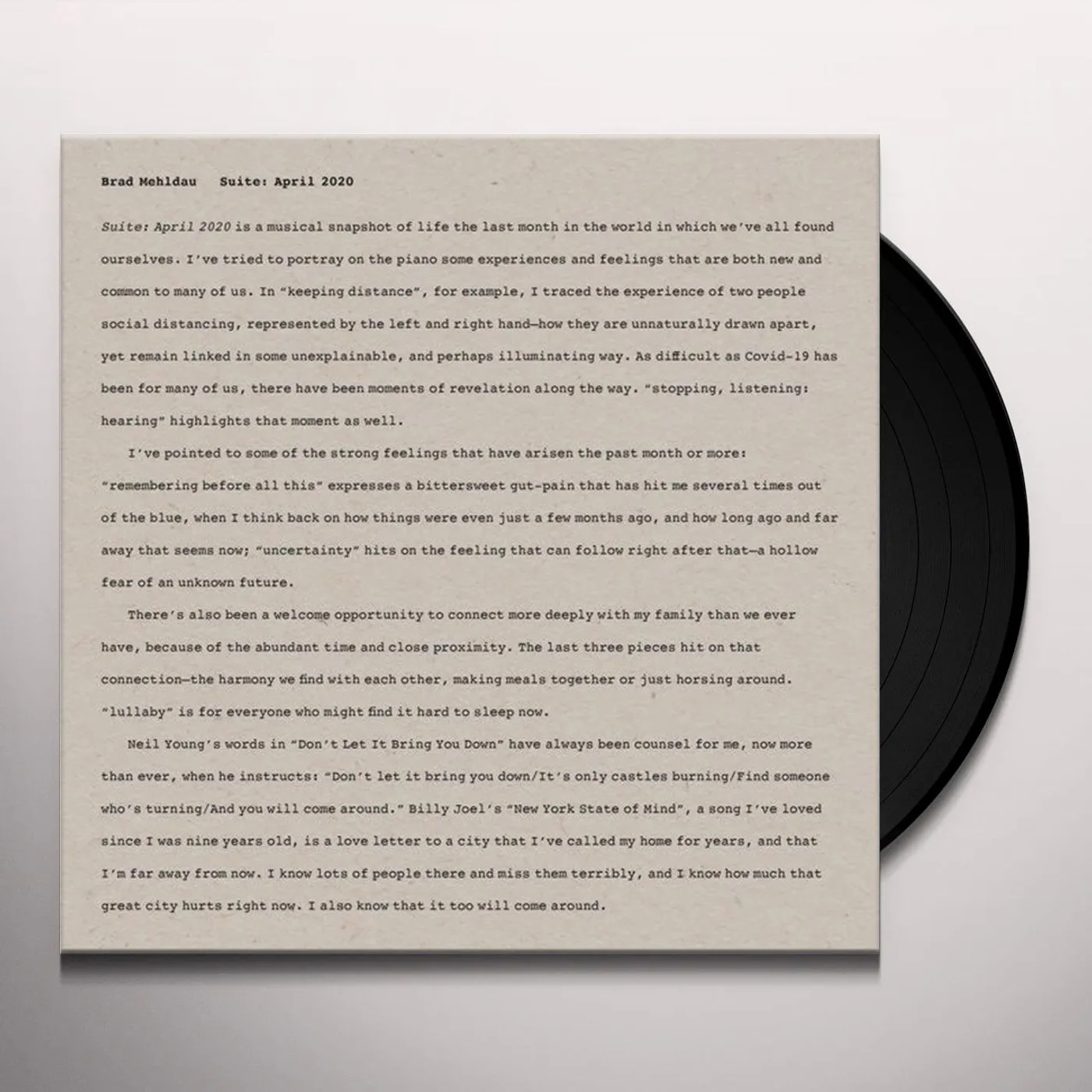 Brad Mehldau Suite: April 2020 Vinyl Record