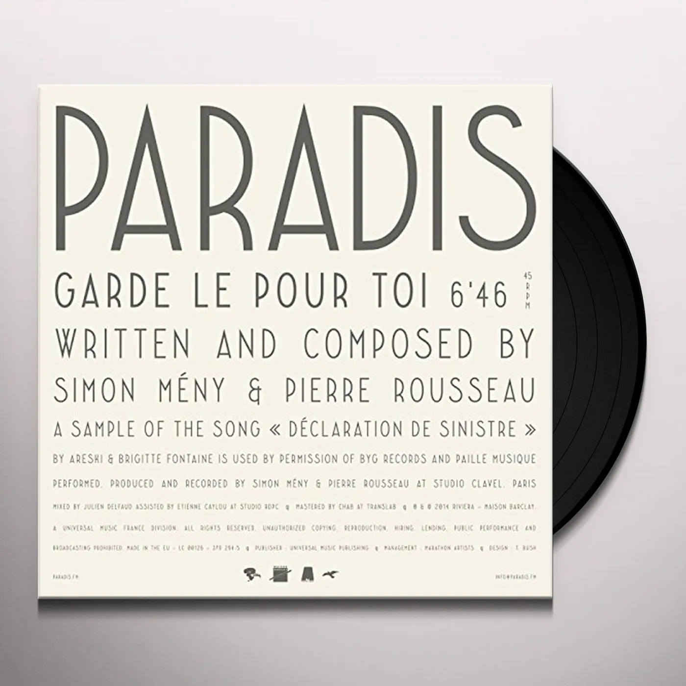 Paradis GARDE-LE POUR TOI Vinyl Record