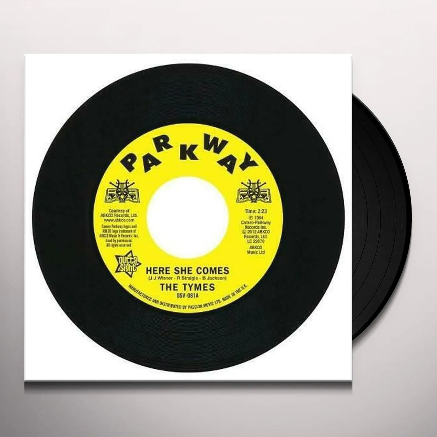 Tymes HERE SHE COMES/ANYMORE Vinyl Record - UK Release