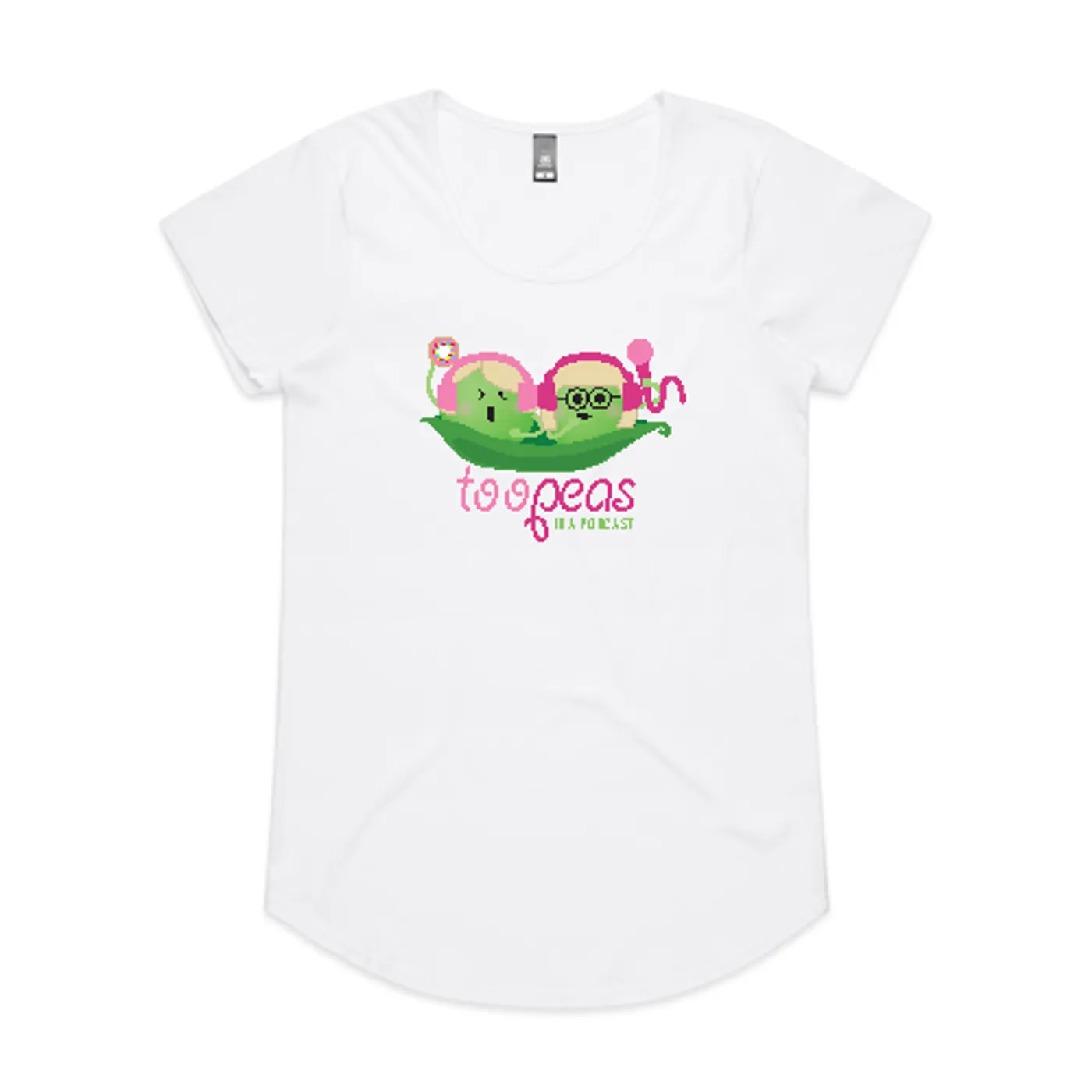 Too Peas In A Podcast Too Peas White Logo T-Shirt
