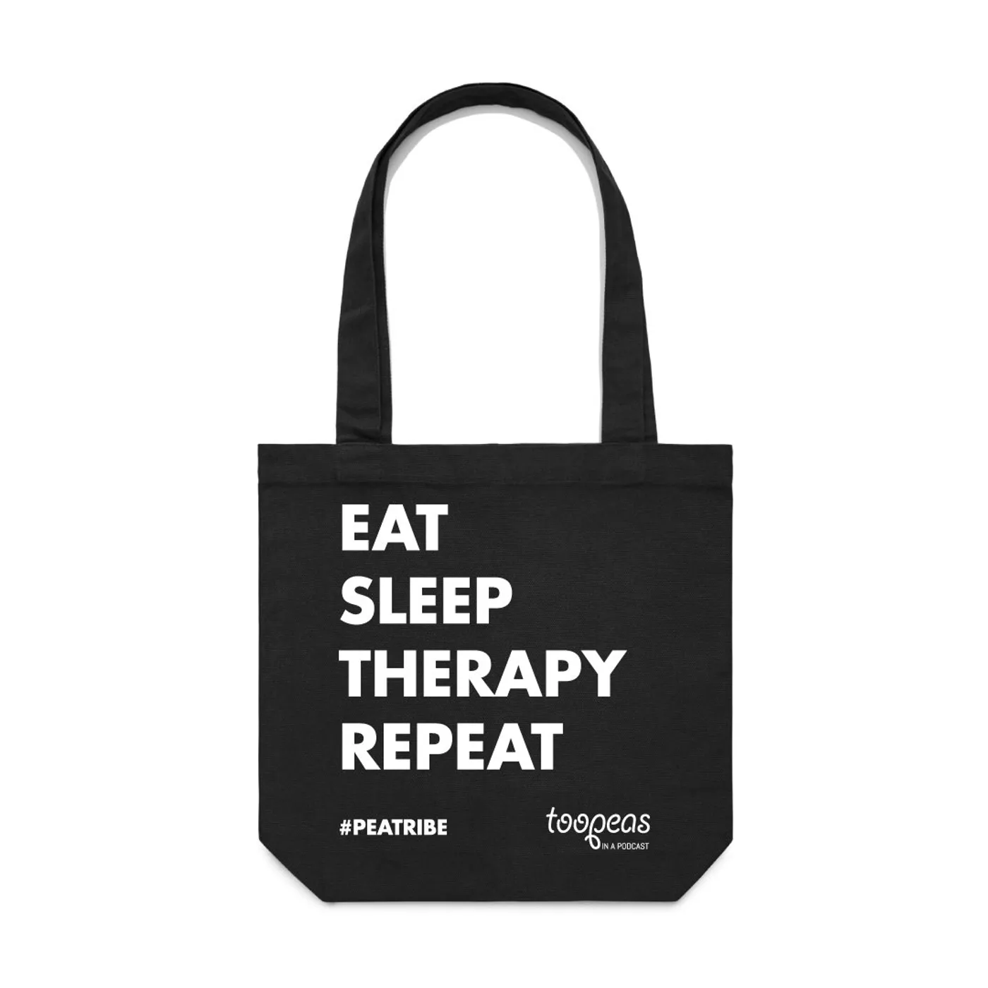 Too Peas In A Podcast Too Peas Eat Sleep Therapy Repeat Tote Bag