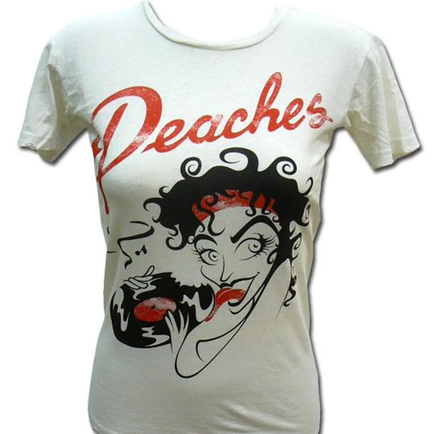 Peaches White Delicious Vinyl Fitted T-Shirt