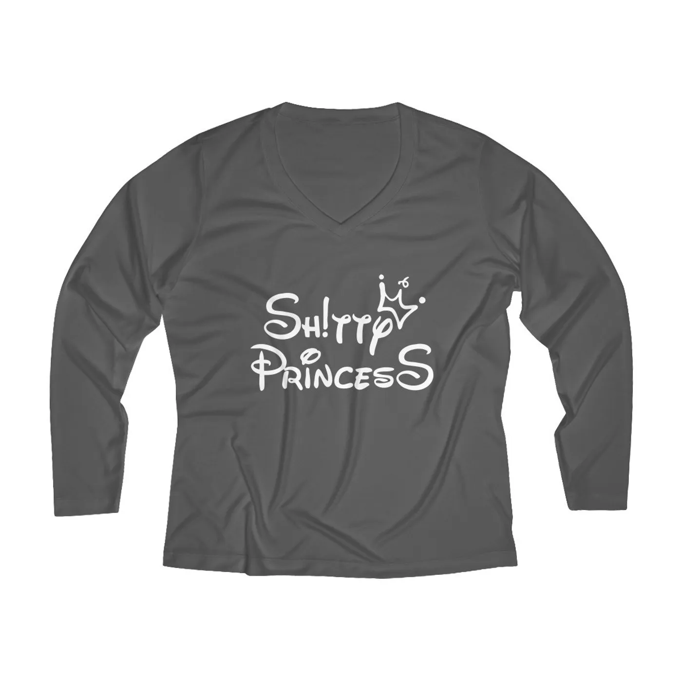 Women's Long Sleeve Performance V-neck Tee in Shitty Princess White OG Logo