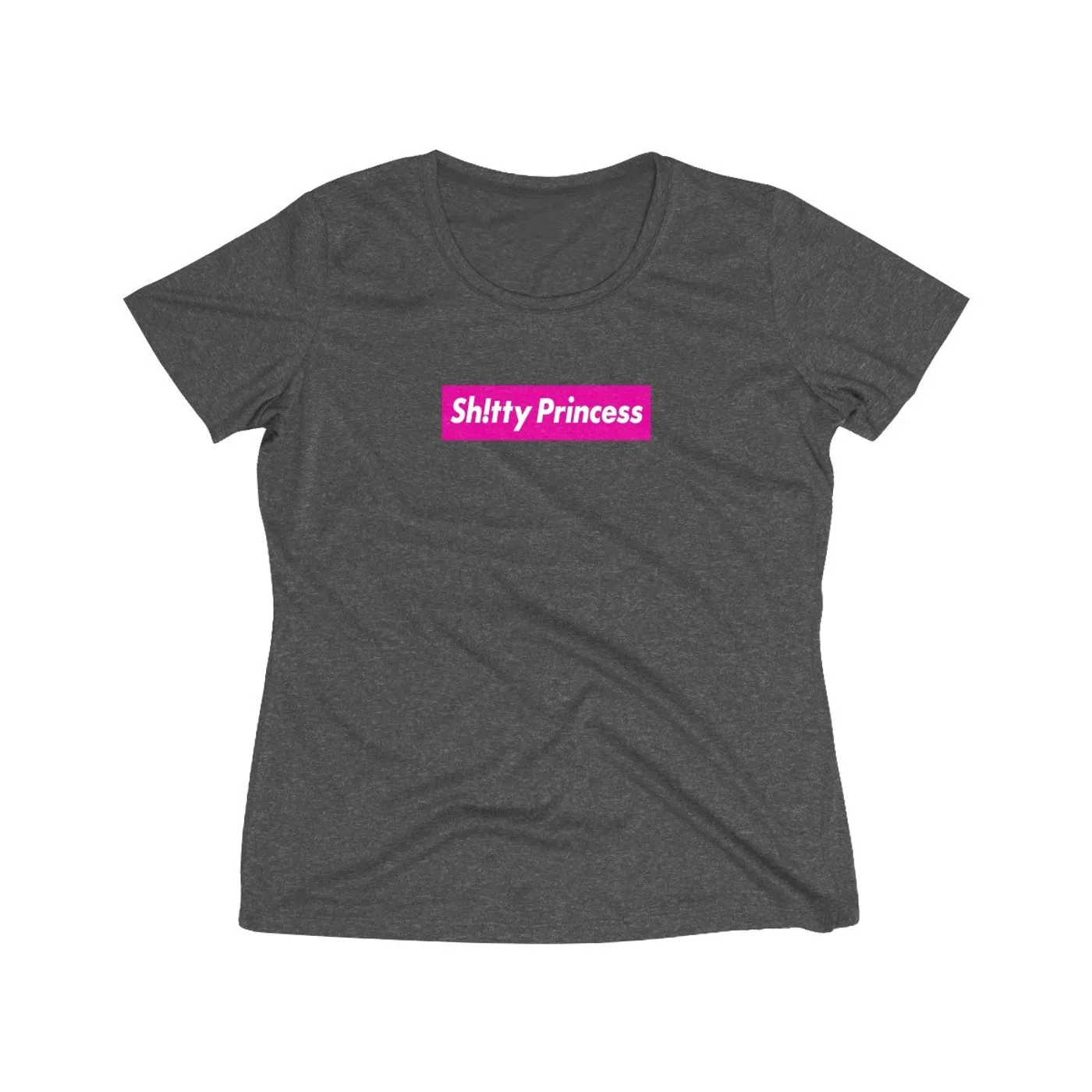 Women's Heather Wicking Tee in Shitty Princess Pink Logo