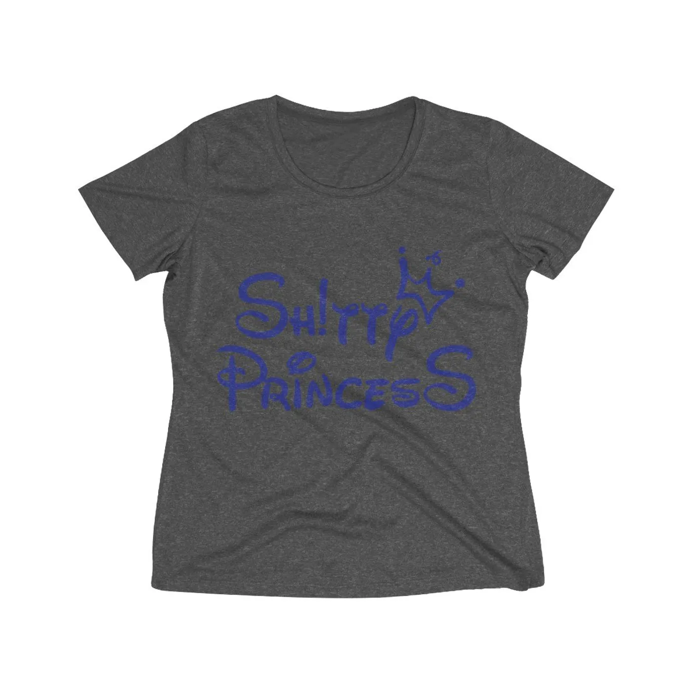 Women's Heather Wicking Tee in Shitty Princess Navy OG Logo