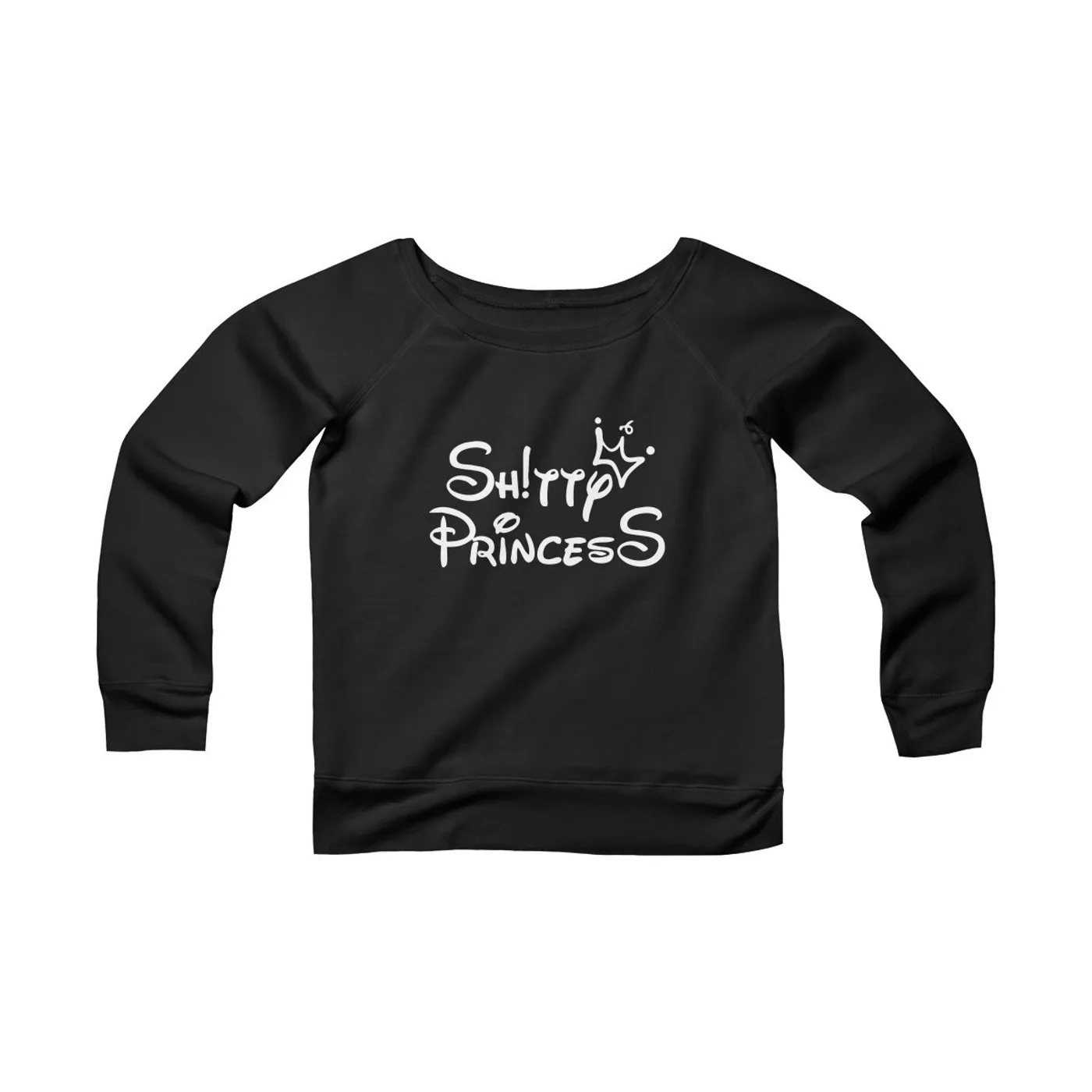 Women's Sponge Fleece Wide Neck Sweatshirt in Shitty Princess White OG Logo