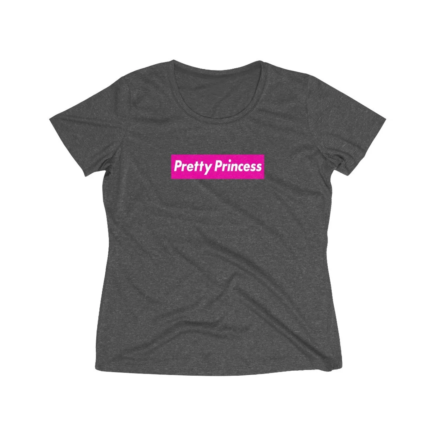 Shitty Princess Women's Heather Wicking Tee in Pretty Princess Pink Logo
